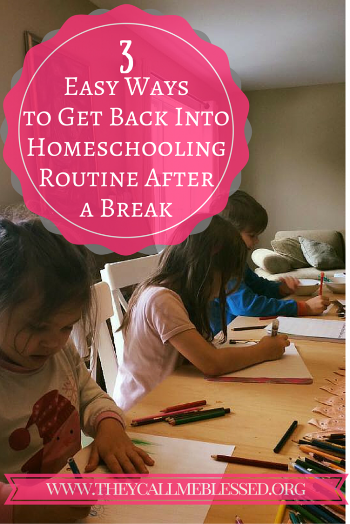 Getting back into your homeschooling routine no matter how long or short a homeschool break can be challenging, these 3 tips can help you ease back into it! 3 easy ways to get back into homeschooling routine