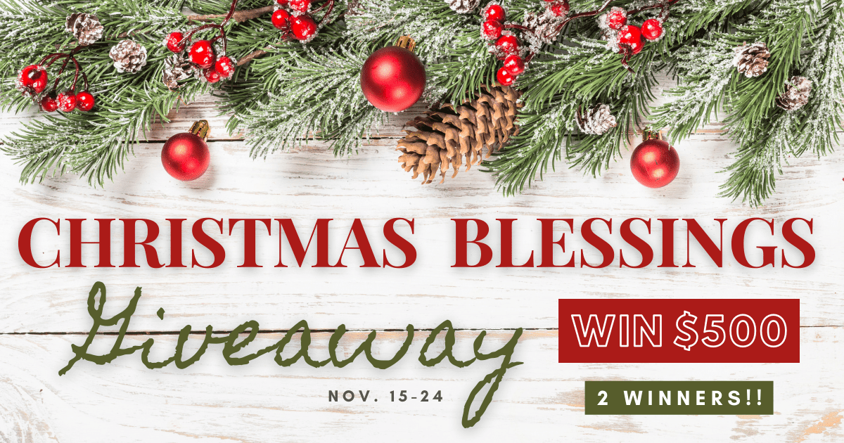 text on image reads Christmas blessings giveaway